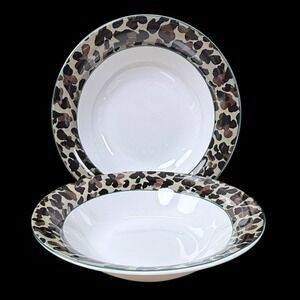 Vitromaster Jungle Animal Print Cereal Bowl 7.25" 1993 Early 90s Set Of 2 RARE!